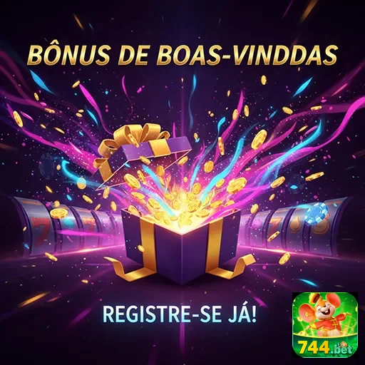 Imagem promocional do bônus de boas-vindas do site 744bet com gráficos atrativos.