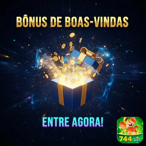 Banner do 744bet com promoção de bônus de boas-vindas de 5 unidades.